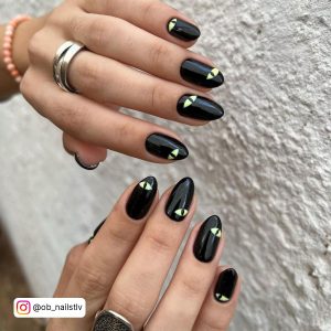 Black And Yellow Nails Short With Eye