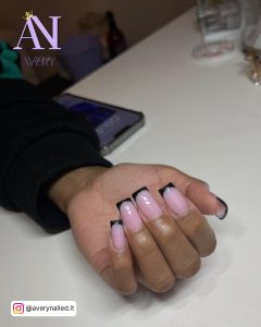 Black French Tip Nails Square With Nude Base Coat