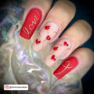 Black Gold And Red Nail Designs