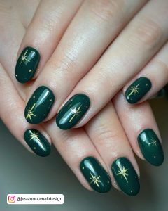 Black Green And Gold Nails