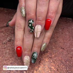 Black Green And Red Nails