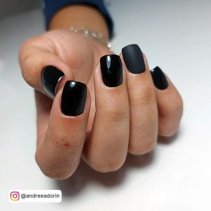 Black Halloween Nails Simple In Square Shape