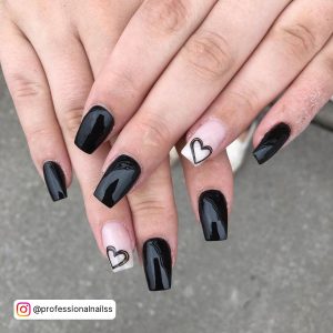 Black Heart Nail Stickers On Ring Finger