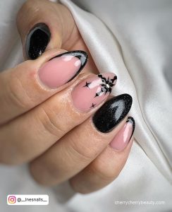 Black Nail Designs Almond Shape With Stars