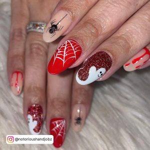 Black &Amp; Red Halloween Nails