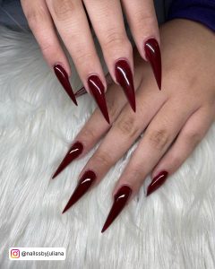 Blood Red Almond Nails