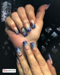 Blue Acrylic Nails Butterfly