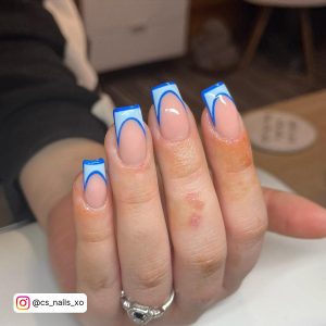 Blue Acrylic Nails French Tip