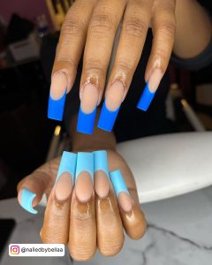 Blue Acrylic Nails Long