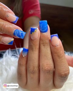 Blue Acrylic Nails Short