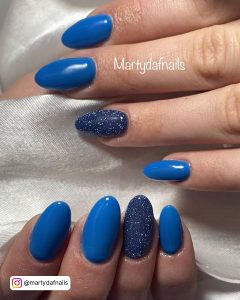 Blue Almond Gel Nails