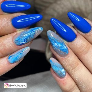 Blue Almond Nail Designs