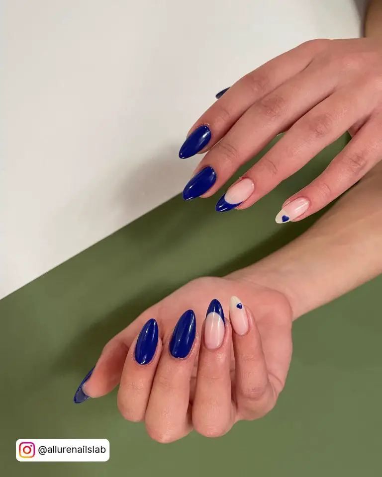 Blue Almond Nails Design