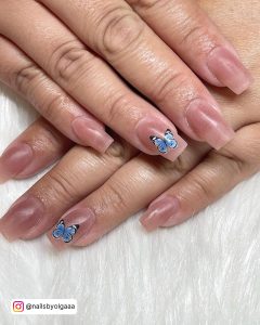 Blue And Butterfly Nails