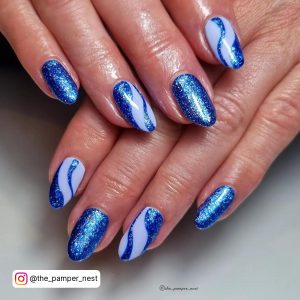 Blue And Glitter Nails