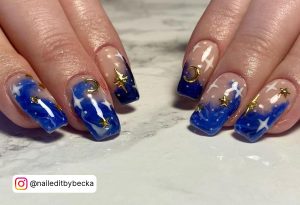 Blue And Gold Nail Art