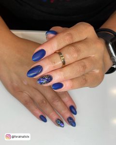 Blue And Gold Nail Design