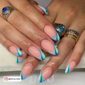 Blue And Green Acrylic Nails