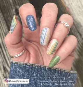 Blue And Green Marble Nails