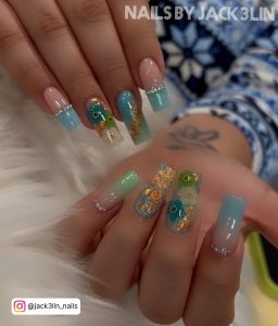 Blue And Green Nails Design
