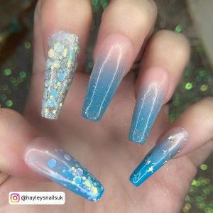 Blue And Green Ombre Nails Coffin