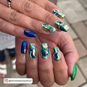 Blue And Green Summer Nails
