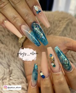 Blue And Pink Marble Nails