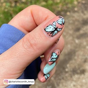 Blue And Purple Butterfly Nails