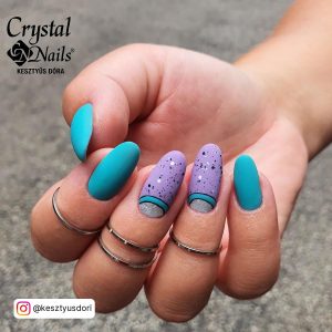 Blue And Purple French Tip Nails