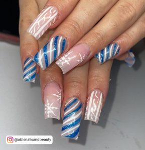 Blue And Silver Christmas Nails