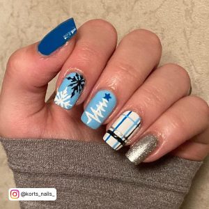 Blue And White Christmas Nails