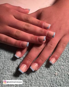 Blue And White Nails Short