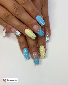 Blue And Yellow Acrylic Nails