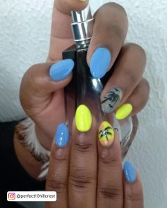 Blue And Yellow Coffin Nails