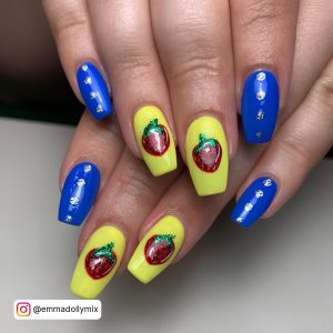 Blue And Yellow French Nails