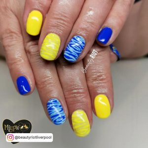Blue And Yellow Nails Designs