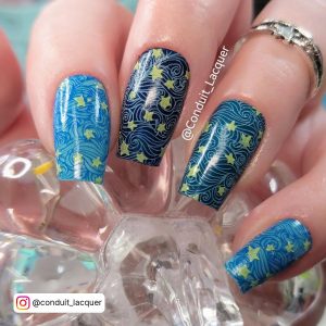 Blue And Yellow Ombre Nails