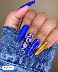Blue And Yellow Sunflower Nails