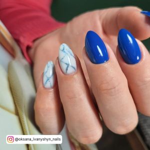 Blue Beachy Nails With White Combination