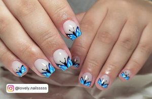 Blue Butterfly Nails Clear