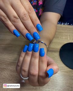 Blue Butterfly Nails Short
