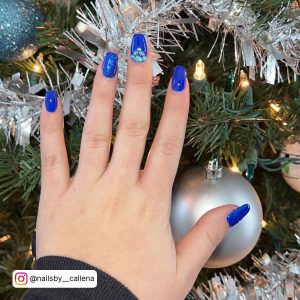 Blue Christmas Acrylic Nails
