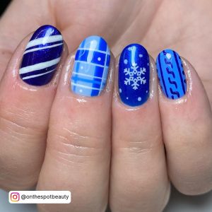 Blue Christmas Nails Coffin
