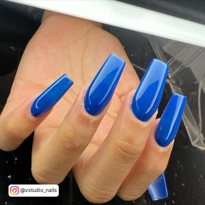 Blue Coffin Nails Designs For Extra Long Length