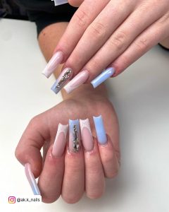 Blue French Tip Acrylic Nails