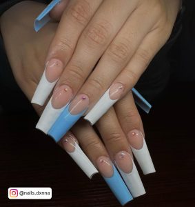 Blue French Tip Short Nails