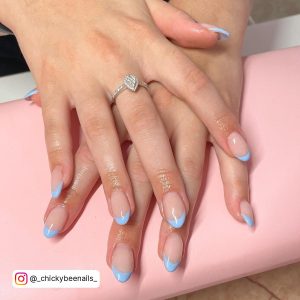Blue French Tip Square Nails