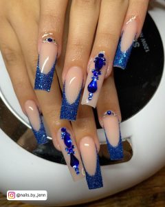 Blue Glitter Nail Designs