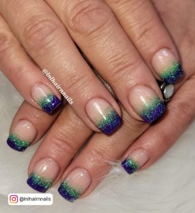 Blue Green And Purple Nail Designs