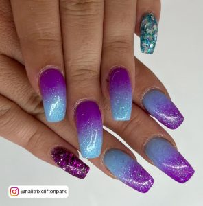 Blue Green And Purple Nails